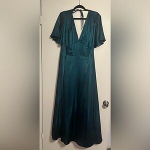 David’s Bridal Galina Signature Charmeuse Flutter-sleeve A-line Dress in Gem